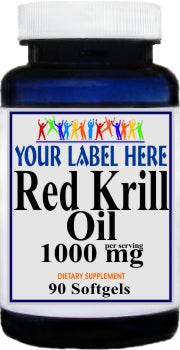 Private Label Red Krill Oil 1000mg 90 or 180 Softgels Private Label 12,100,500 Bottle Price