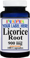 Private Label Licorice Root 900mg 100caps or 200caps Private Label 12,100,500 Bottle Price