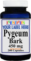 Private Label Pygeum Bark 450mg 100caps or 200caps Private Label 12,100,500 Bottle Price