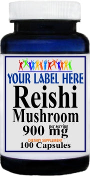 Private Label Reishi Mushroom 900mg 100caps or 200caps Private Label 12,100,500 Bottle Price