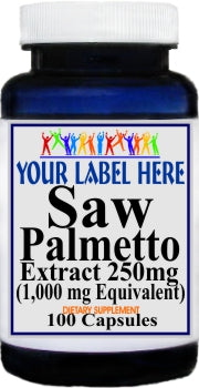 Private Label Saw Palmetto Extract Equivalent 1000mg 100caps or 200caps Private Label 12,100,500 Bottle Price