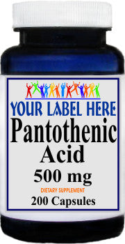 Private Label Pantothenic Acid 500mg 200caps Private Label 12,100,500 Bottle Price