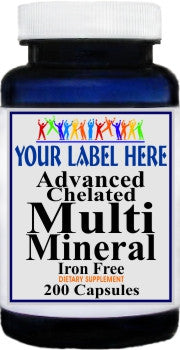 Private Label Advanced Multi Mineral (Chelated) (Iron Free) 200caps Private Label 12,100,500 Bottle Price