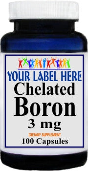 Private Label Chelated Boron 3mg 100caps or 200caps Private Label 12,100,500 Bottle Price