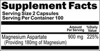 Private Label Magnesium Aspartate 900mg 200caps Private Label 12,100,500 Bottle Price