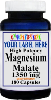 Private Label Magnesium Malate High Potency 1350mg 180caps Private Label 12,100,500 Bottle Price