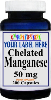 Private Label Chelated Manganese 50mg 200caps Private Label 12,100,500 Bottle Price