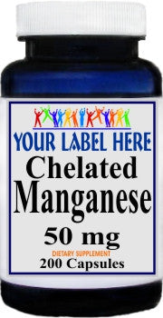 Private Label Chelated Manganese 50mg 200caps Private Label 12,100,500 Bottle Price