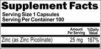 Private Label Zinc Picolinate 25mg 100caps or 200caps Private Label 12,100,500 Bottle Price