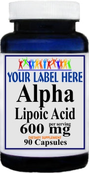 Private Label Alpha Lipoic Acid 600mg 90caps or 180caps Private Label 12,100,500 Bottle Price