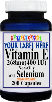 Private Label Vitamin E with Selenium 200caps Private Label 12,100,500 Bottle Price
