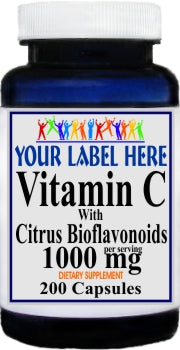 Private Label Vitamin C 1000mg with Bioflavonoids 200caps Private Label 12,100,500 Bottle Price