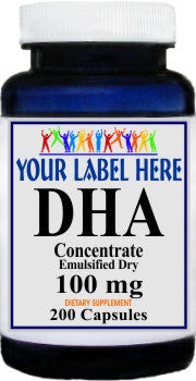 Private Label DHA Fish Oil (Emulsified Dry) 100mg 200caps Private Label 12,100,500 Bottle Price