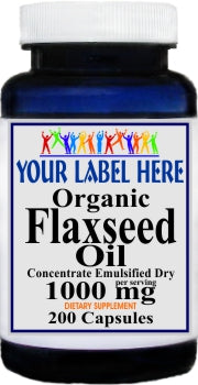 Private Label Organic Flaxseed Oil (Emulsified Dry) 1000mg 200caps Private Label 12,100,500 Bottle Price