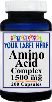 Private Label Amino Acid 1500mg Complex 200caps Private Label 12,100,500 Bottle Price