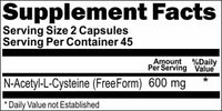 Private Label N-Acetyl Cysteine (NAC) 600mg 90caps or 180caps Private Label 12,100,500 Bottle Price