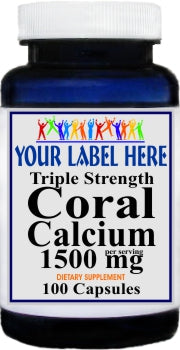 Private Label Triple Strength Coral Calcium 1500mg 100caps or 200caps Private Label 12,100,500 Bottle Price