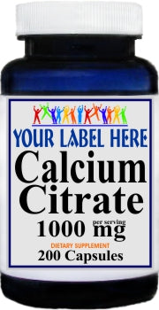 Private Label Calcium Citrate 1000mg 200caps Private Label 12,100,500 Bottle Price