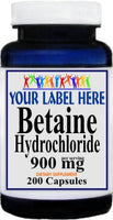 Private Label Betaine Hydrochloride 900mg 200caps Private Label 12,100,500 Bottle Price